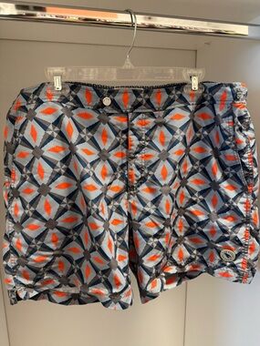 Ted Baker Navy, Gray & Orange Geometric Swim Shorts